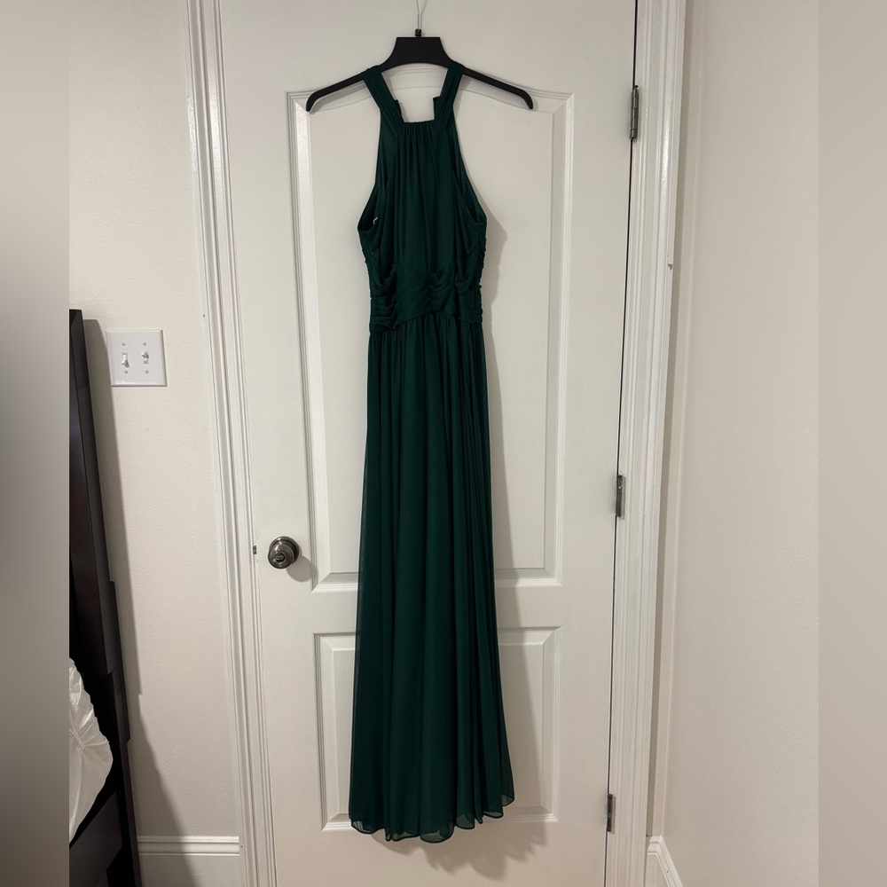 Chic Forest Green Halter Maxi Dress